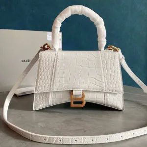 Balenciaga Hourglass bag White crocodile-embossed leather