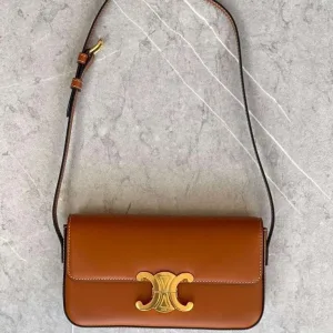 Celine Claude Triomphe shoulder bag tan calfskin leather