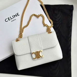 Celine Teen Victoire bag white supple grained calfskin leather
