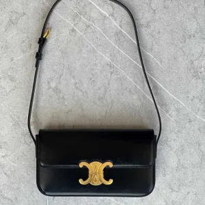 Celine Triomphe Bag In Shiny Calfskin Black