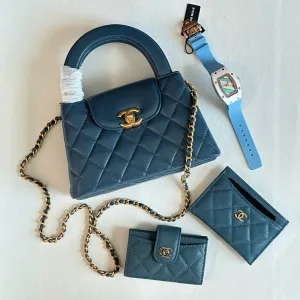 Chanel Blue quilted leather Mini Kelly shopper bag