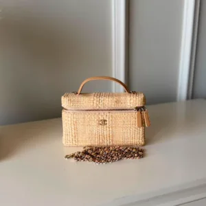Chanel Braided Raffia Quilted Vanity Case