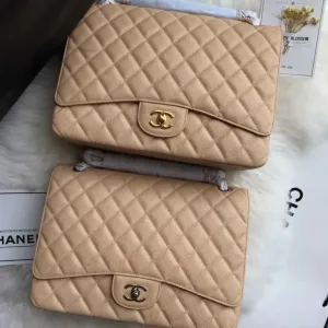 Chanel Classic Flap Bag Maxi Beige Cavier leather