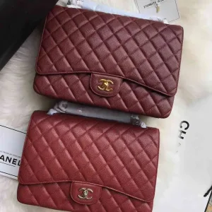 Chanel Classic Flap Bag Maxi Burgundy Cavier leather