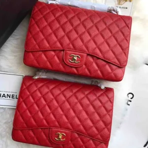 Chanel Classic Flap Bag Maxi Red Cavier leather