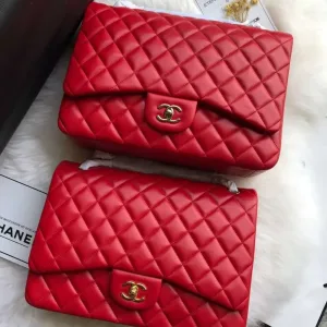 Chanel Classic Flap Bag Maxi Red lambskin leather