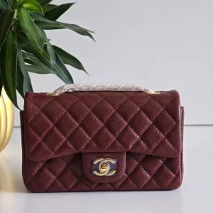 Chanel Classic Flap bag Burgundy Cavier Leather