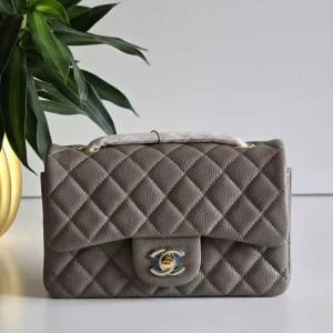 Chanel Classic Flap bag Gray Cavier Leather