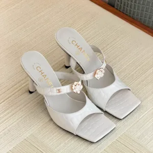 Chanel Crocodile Embossed Patent Mules