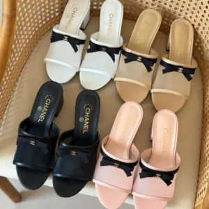 Chanel Lambskin Grosgrain Bow Mules