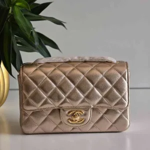 Chanel Rectangle Classic Double Flap Bag Rose gold