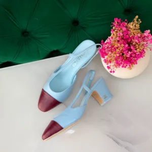 Chanel cap-toe slingback block heels