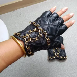 Chanel leather fingerless gloves