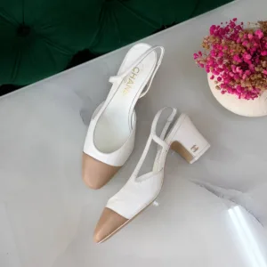 Chanel two-tone slingback block-heel pumps