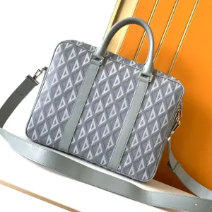 Dior CD Diamond Canvas Zipped Briefcase