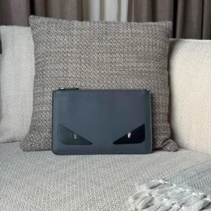 Fendi Leather Monster Eyes Flat Clutch