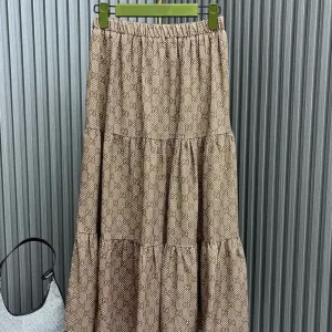Gucci GG Damier Print Silk Skirt