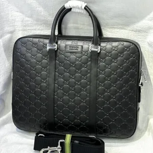 Gucci GG Emblem Debossed Leather Briefcase