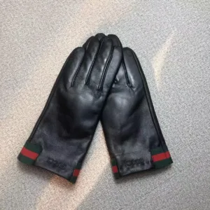 Gucci Leather Web Gloves