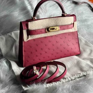 Hermes Kelly Bag Ostrich Mini Fully Hand Made