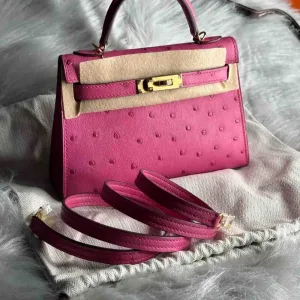 Hermes Kelly Bag Ostrich Mini Fully Hand Made