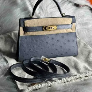 Hermes Kelly Bag Ostrich Mini Fully Hand Made