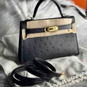 Hermes Kelly Bag Ostrich Mini Fully Hand Made
