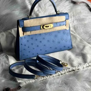 Hermes Kelly Bag Ostrich Mini Fully Hand Made