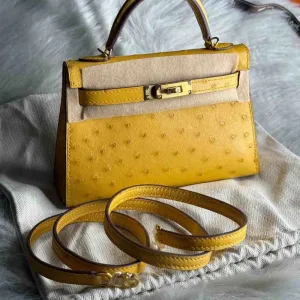 Hermes Kelly Bag Ostrich Mini Fully Hand Made
