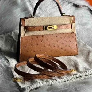 Hermes Kelly Bag Ostrich Mini Fully Hand Made