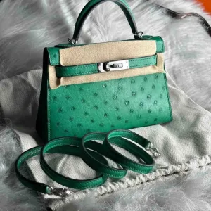 Hermes Kelly Bag Ostrich Mini Fully Hand Made
