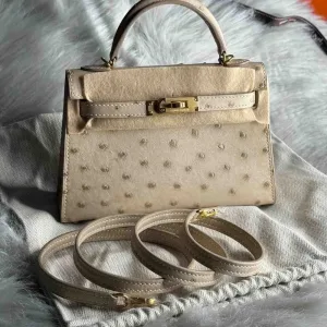 Hermes Kelly Bag Ostrich Mini Fully Hand Made
