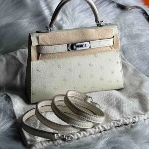 Hermes Kelly Bag Ostrich Mini Fully Hand Made