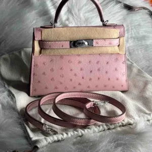 Hermes Kelly Bag Ostrich Mini Fully Hand Made