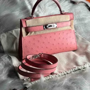 Hermes Kelly Bag Ostrich Mini Fully Hand Made