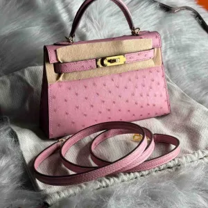 Hermes Kelly Bag Ostrich Mini Fully Hand Made