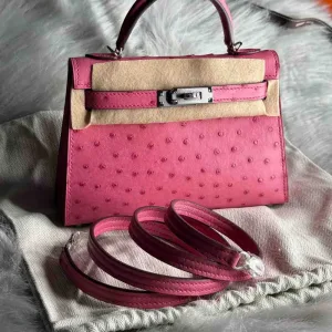 Hermes Kelly Bag Ostrich Mini Fully Hand Made