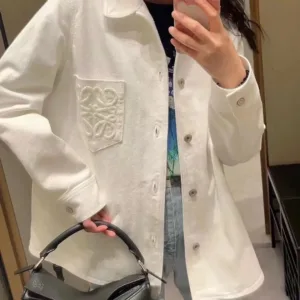 Loewe white anagram denim oversized shirt