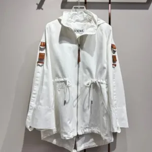 Loewe Linen Blend Trench Coat Windbreaker Jacket