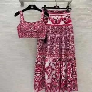 Loewe Tile Print Crop Top and Skirt Set