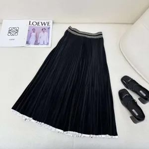 Loewe black accordion-pleated midi skirt