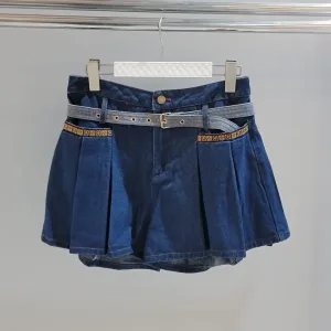 Louse vuittion denim pleated skirt