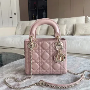 Mini Lady Dior Bag Blush Cannage Lambskin