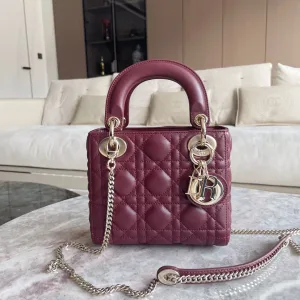 Mini Lady Dior Bag burgundy
