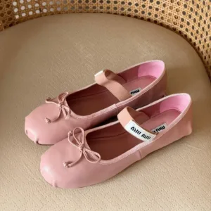 Miu Miu Leather Ballerina Shoes