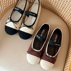 Miu Miu crochet-knit Ballet Flats