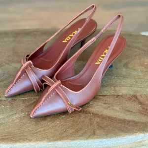 Prada Antiqued Leather Slingback Pumps