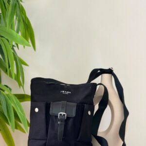 Prada Route Mini Canvas and Leather Bucket Bag