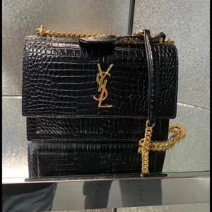Saint Laurent Medium Croc-effect Leather Shoulder Bag