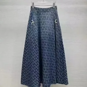 Valentino Toile Iconographe denim midi skirt